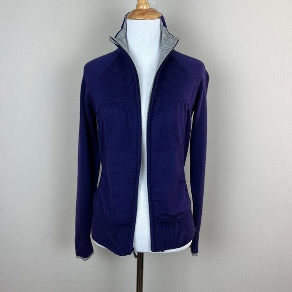 Smartwool Sweater Jacket Womens XS Purple 100% Merino Wool Full Zip Repair - Picture 10 of 14